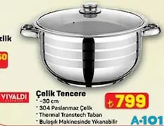 VİVALDİ ÇELİK TENCERE 30 CM VİVALDİ ÇELİK TENCERE 30 CM